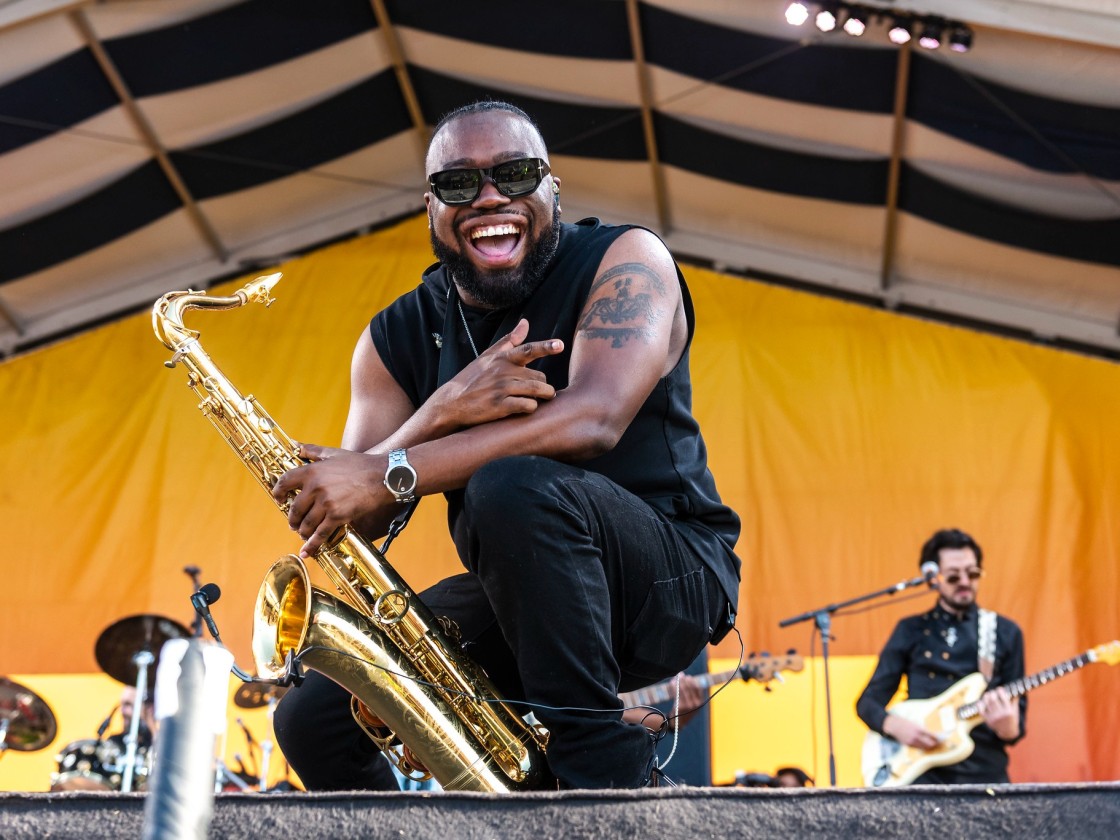 BK Jackson with Trombone Shorty & Orleans Avenue at Jazz Fest 2025 [Photo by Kristen Derr]