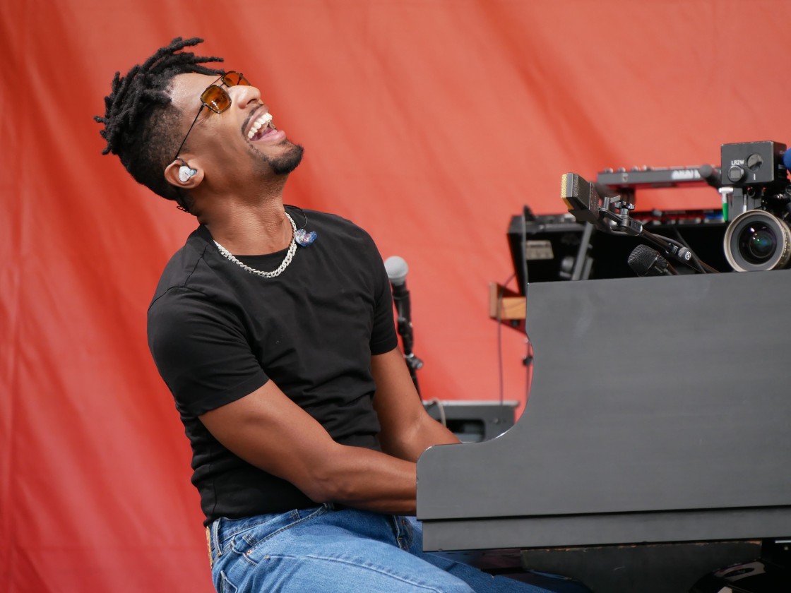 Jon Batiste at Jazz Fest 2026 [Photo by Louis Crispino]